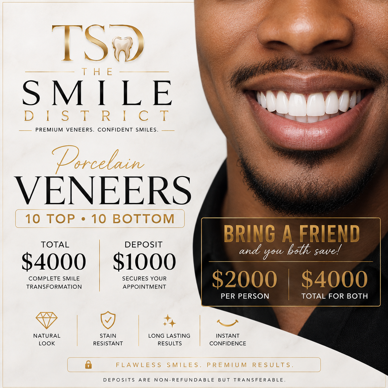 Porcelain Veneers for Two – Bring a Friend Special (Reservation Deposit)